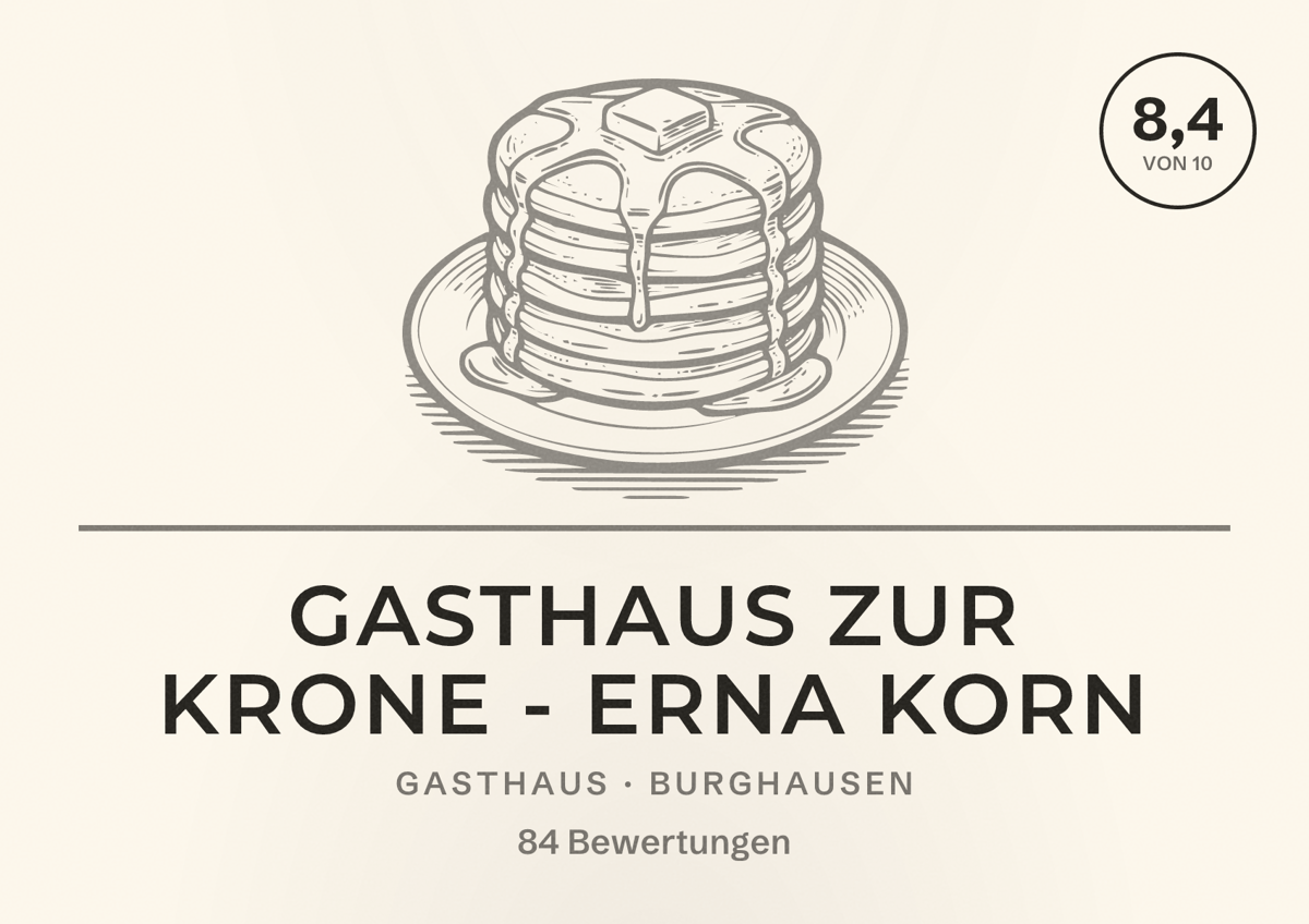 Illustriertes Poster von Gasthaus Zur Krone - Erna Korn, Gasthaus in Burghausen: Bewertung 8,4 von 10 aus 84 Bewertungen