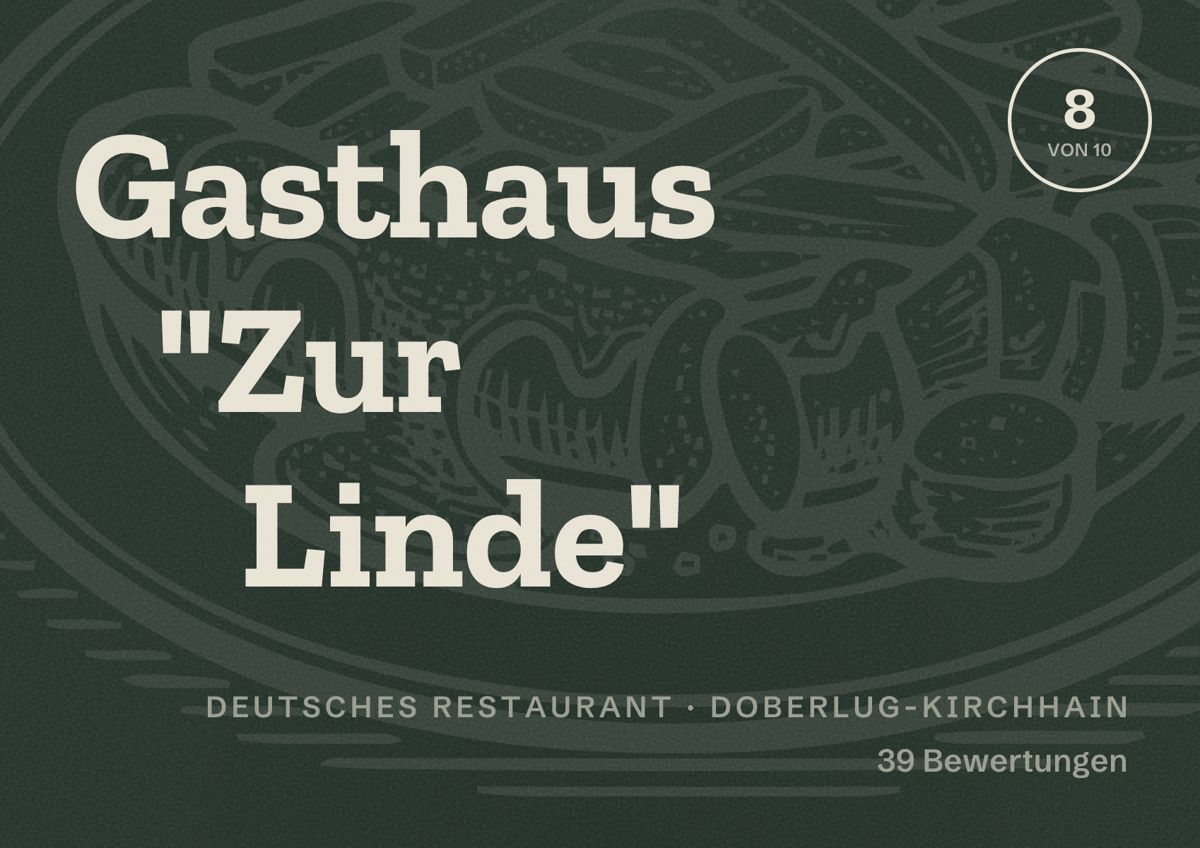Illustriertes Poster von Gasthaus "Zur Linde", Deutsches Restaurant in Doberlug-Kirchhain: Bewertung 8 von 10 aus 39 Bewertungen