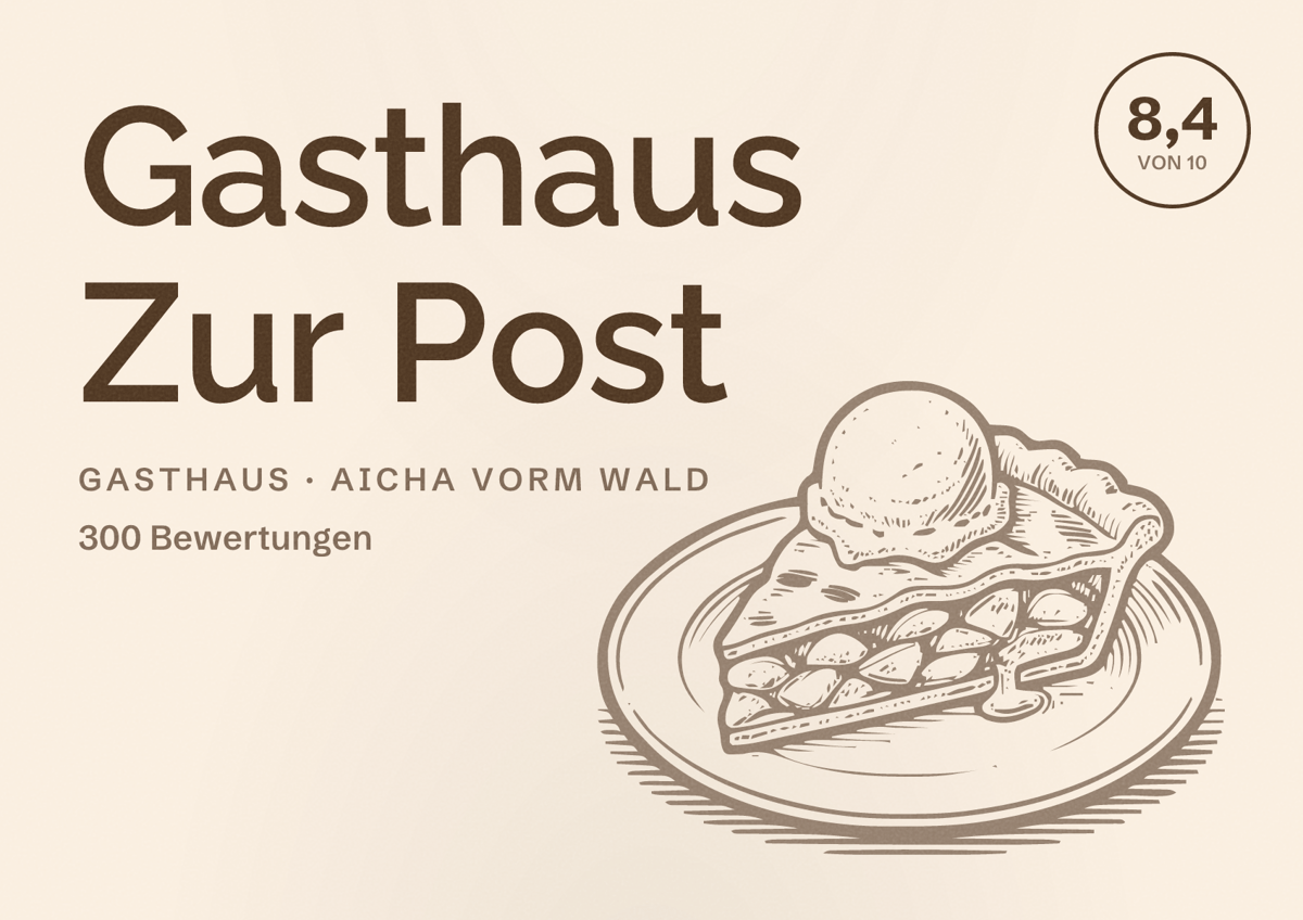 Illustriertes Poster von Gasthaus Zur Post, Gasthaus in Aicha vorm Wald: Bewertung 8,4 von 10 aus 300 Bewertungen