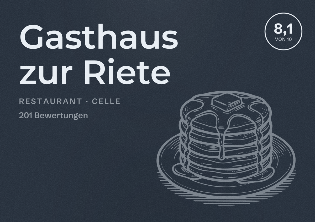 Illustriertes Poster von Gasthaus zur Riete, Restaurant in Celle: Bewertung 8,1 von 10 aus 201 Bewertungen