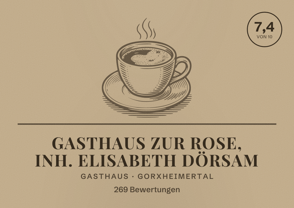 Illustriertes Poster von Gasthaus zur Rose, Inh. Elisabeth Dörsam, Gasthaus in Gorxheimertal: Bewertung 7,4 von 10 aus 269 Bewertungen