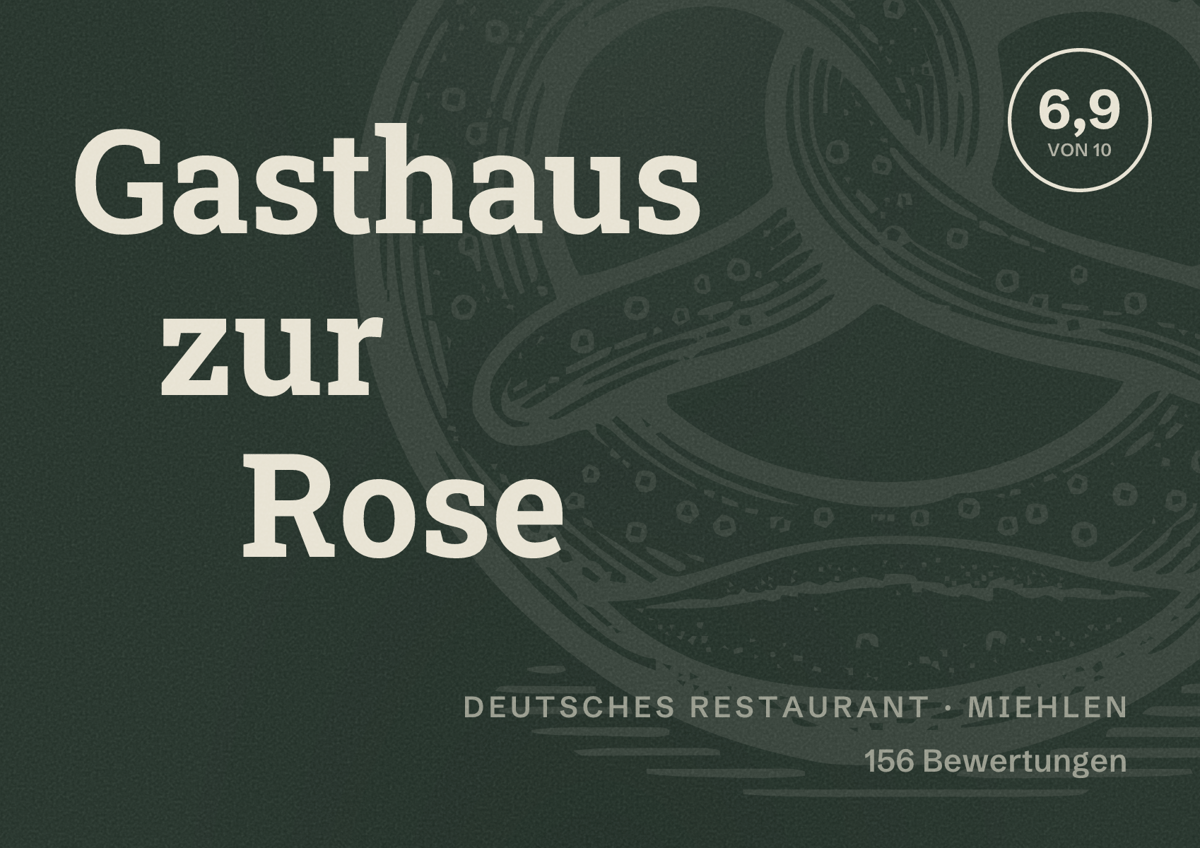 Illustriertes Poster von Gasthaus zur Rose, Deutsches Restaurant in Miehlen: Bewertung 6,9 von 10 aus 156 Bewertungen