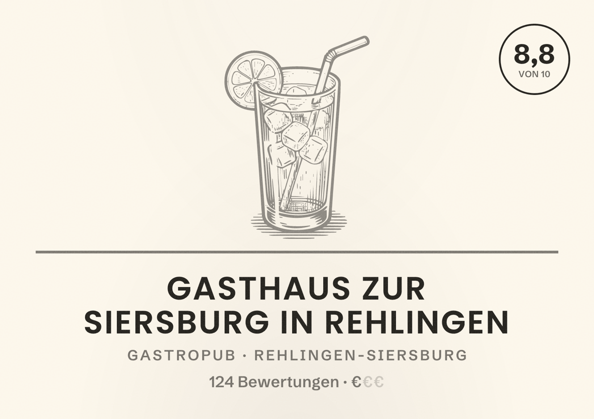 Illustriertes Poster von Gasthaus zur Siersburg IN Rehlingen, Gastropub in Rehlingen-Siersburg: Bewertung 8,8 von 10 aus 124 Bewertungen, Preisniveau €