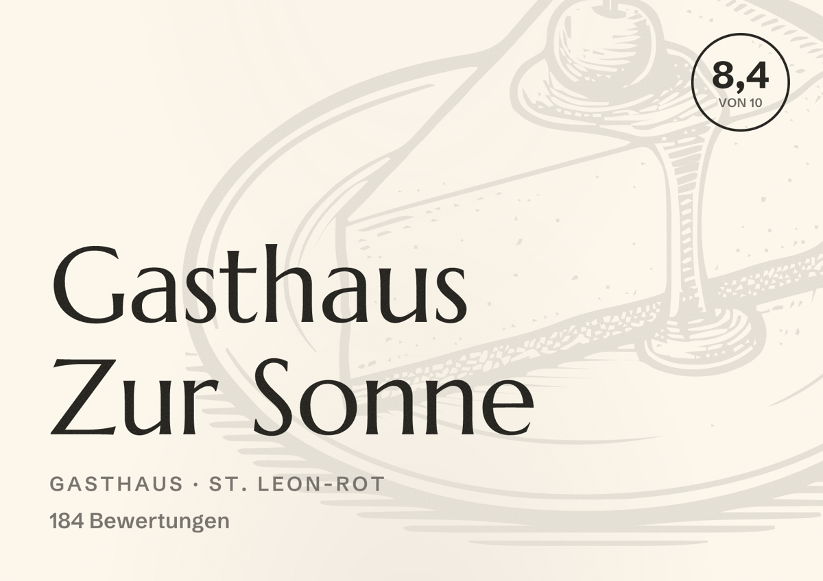 Illustriertes Poster von Gasthaus Zur Sonne, Gasthaus in St. Leon-Rot: Bewertung 8,4 von 10 aus 184 Bewertungen