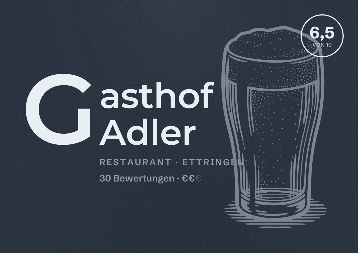 Illustriertes Poster von Gasthof Adler, Restaurant in Ettringen: Bewertung 6,5 von 10 aus 30 Bewertungen, Preisniveau €€