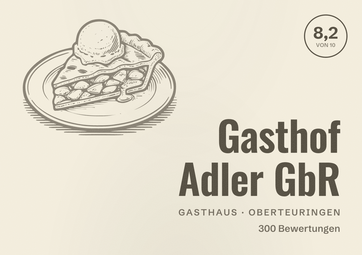 Illustriertes Poster von Gasthof Adler GbR, Gasthaus in Oberteuringen: Bewertung 8,2 von 10 aus 300 Bewertungen