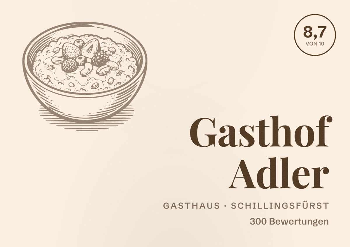 Illustriertes Poster von Gasthof Adler, Gasthaus in Schillingsfürst: Bewertung 8,7 von 10 aus 300 Bewertungen