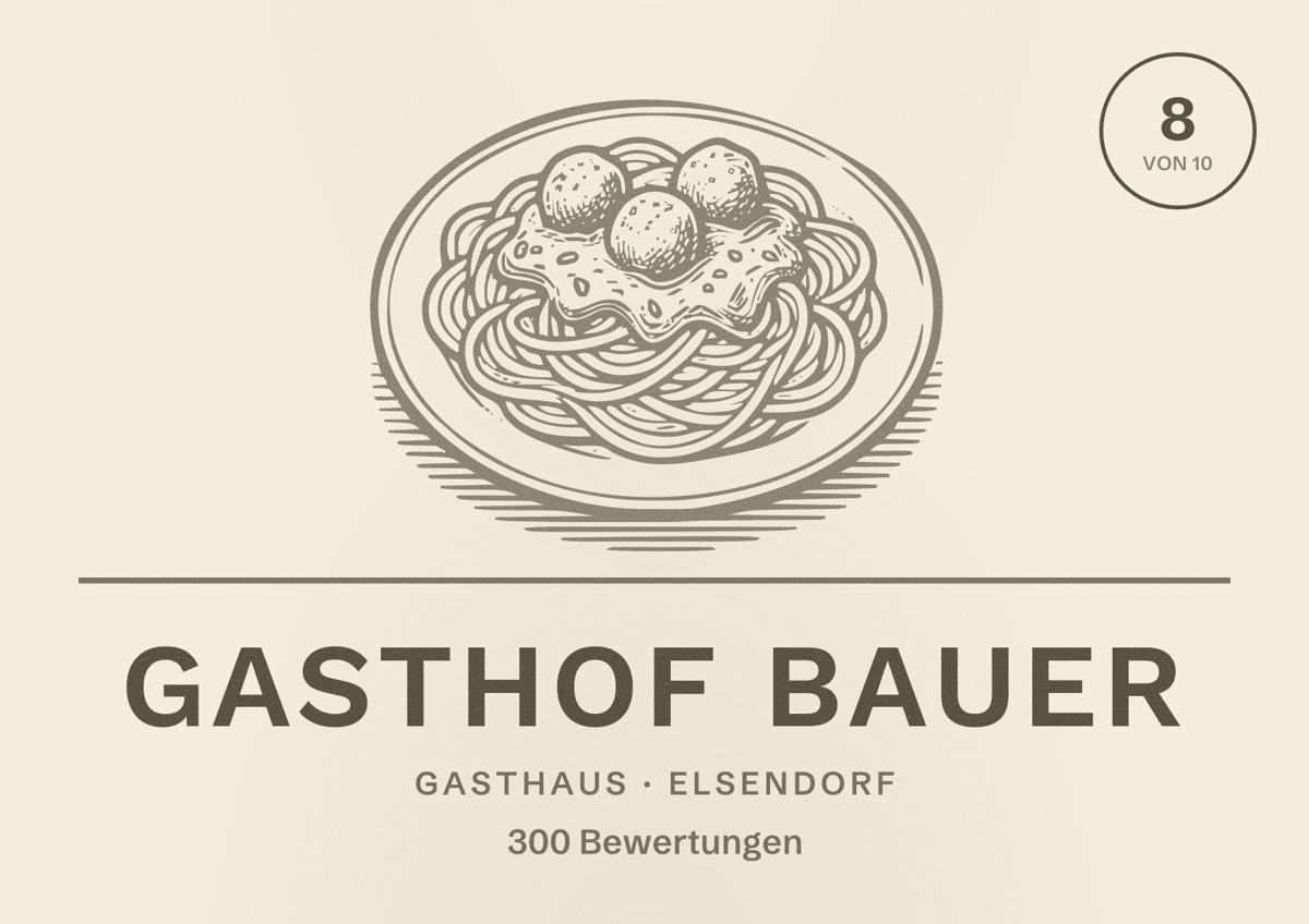 Illustriertes Poster von Gasthof Bauer, Gasthaus in Elsendorf: Bewertung 8 von 10 aus 300 Bewertungen