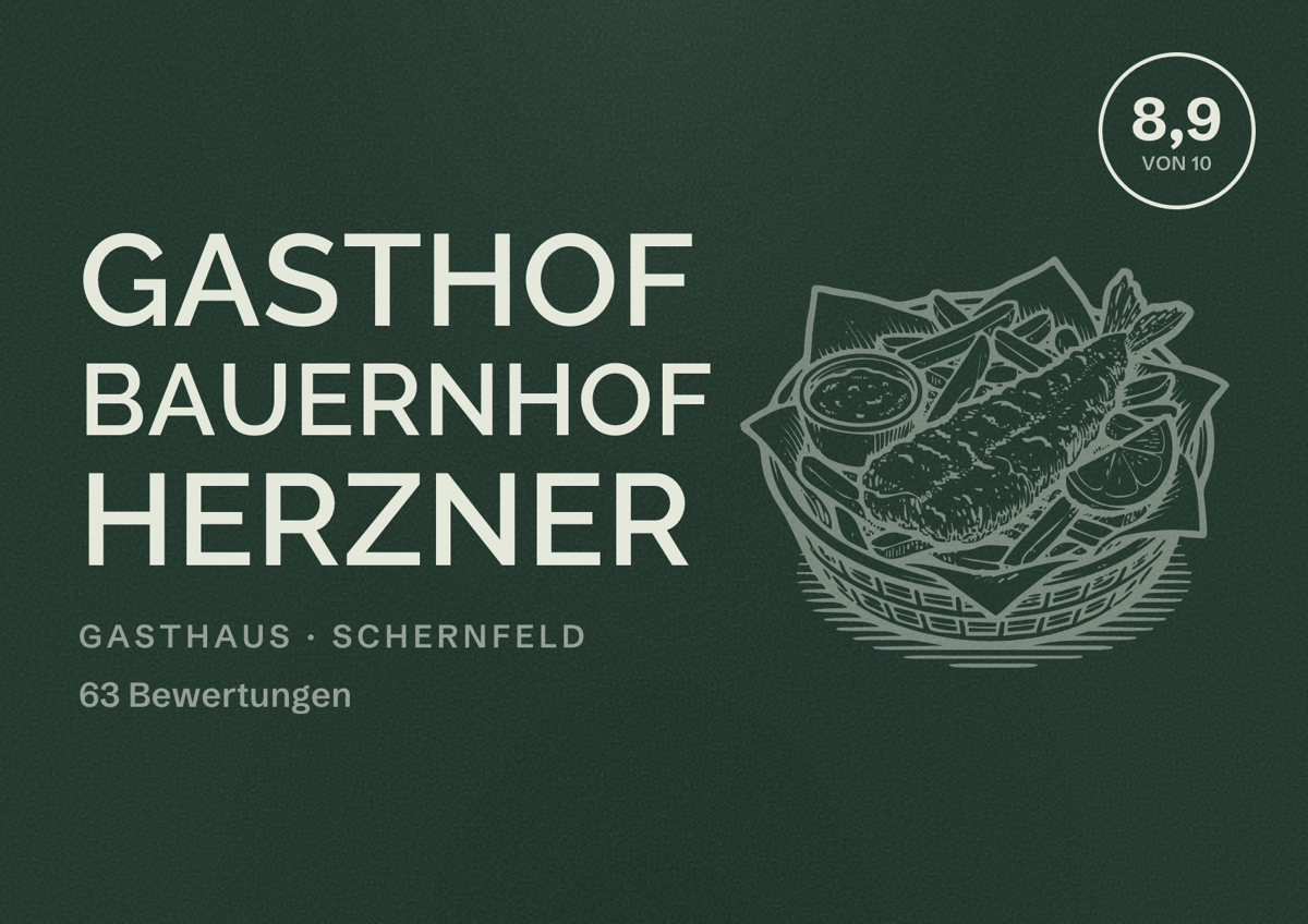Illustriertes Poster von Gasthof Bauernhof Herzner, Gasthaus in Schernfeld: Bewertung 8,9 von 10 aus 63 Bewertungen