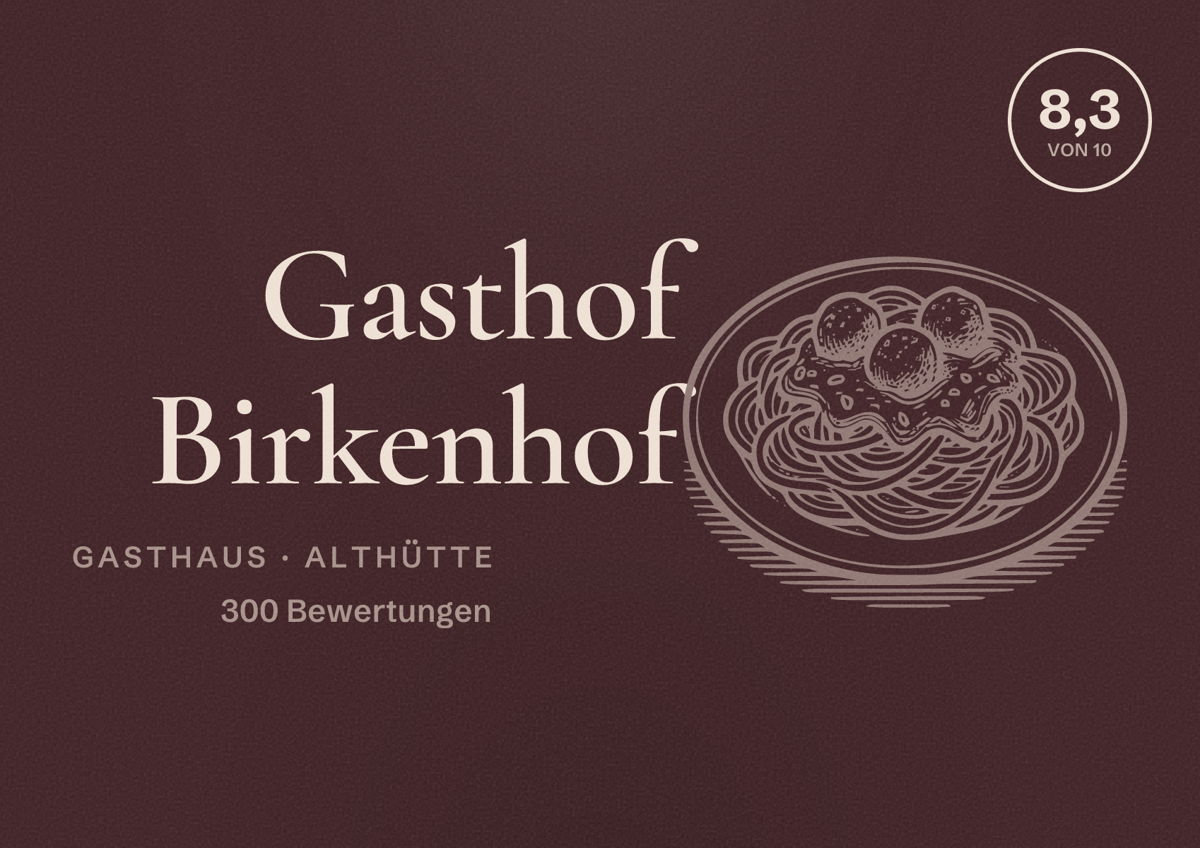 Illustriertes Poster von Gasthof Birkenhof, Gasthaus in Althütte: Bewertung 8,3 von 10 aus 300 Bewertungen