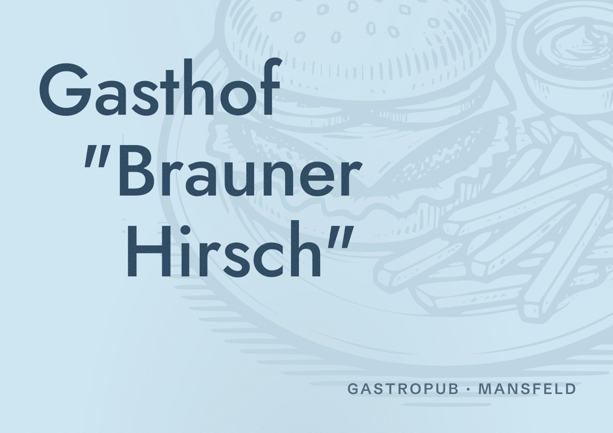 Illustriertes Poster von Gasthof "Brauner Hirsch", Gastropub in Mansfeld