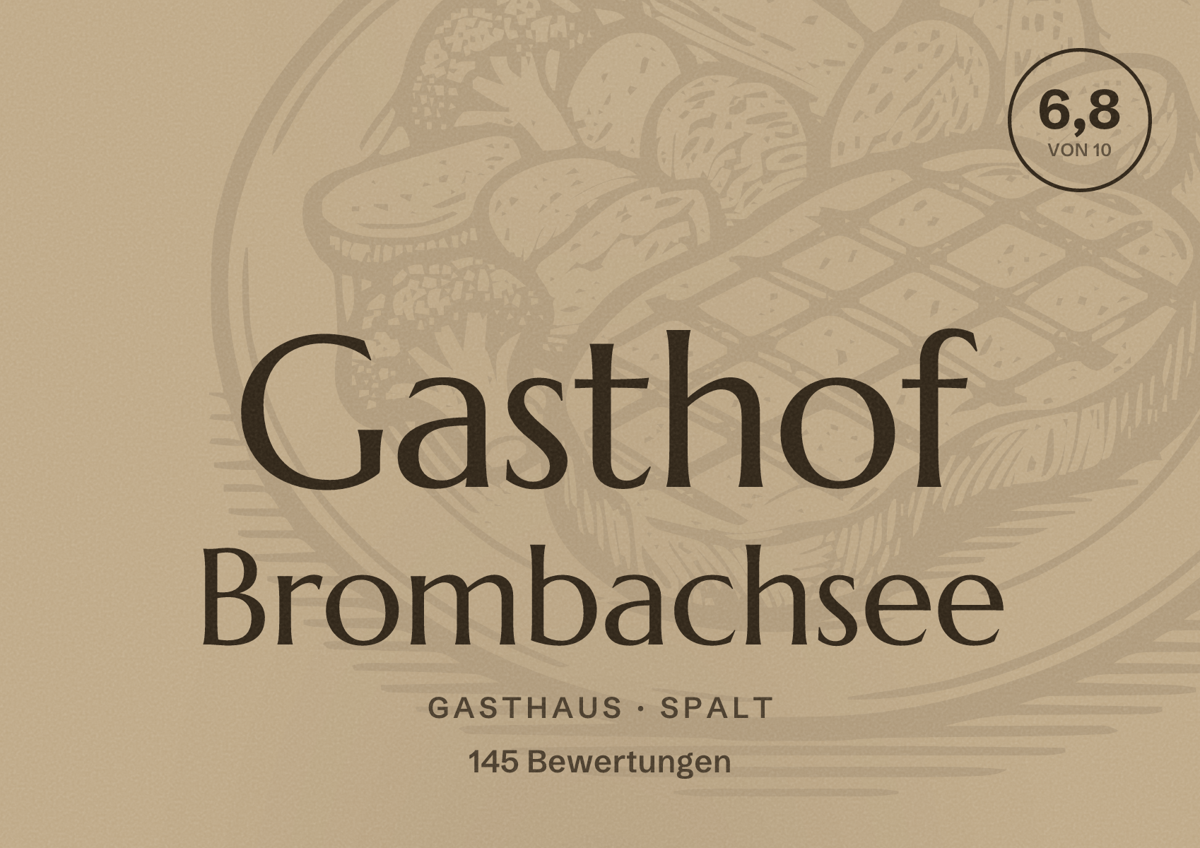 Illustriertes Poster von Gasthof Brombachsee, Gasthaus in Spalt: Bewertung 6,8 von 10 aus 145 Bewertungen