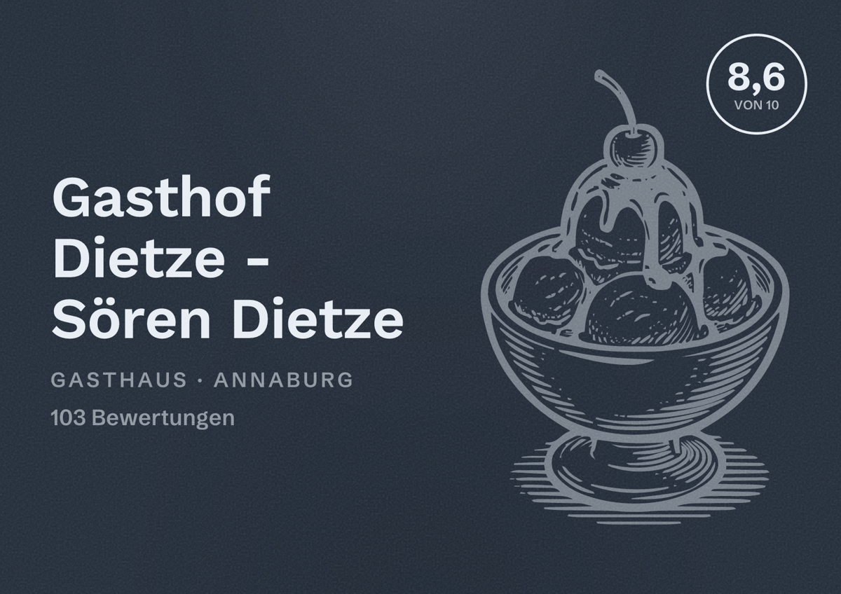 Illustriertes Poster von Gasthof Dietze - Sören Dietze, Gasthaus in Annaburg: Bewertung 8,6 von 10 aus 103 Bewertungen