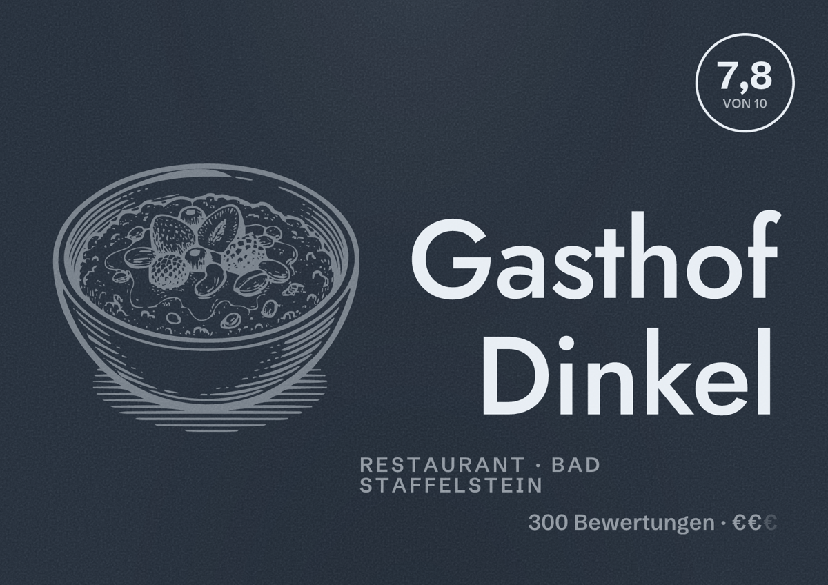 Illustriertes Poster von Gasthof Dinkel, Restaurant in Bad Staffelstein: Bewertung 7,8 von 10 aus 300 Bewertungen, Preisniveau €€
