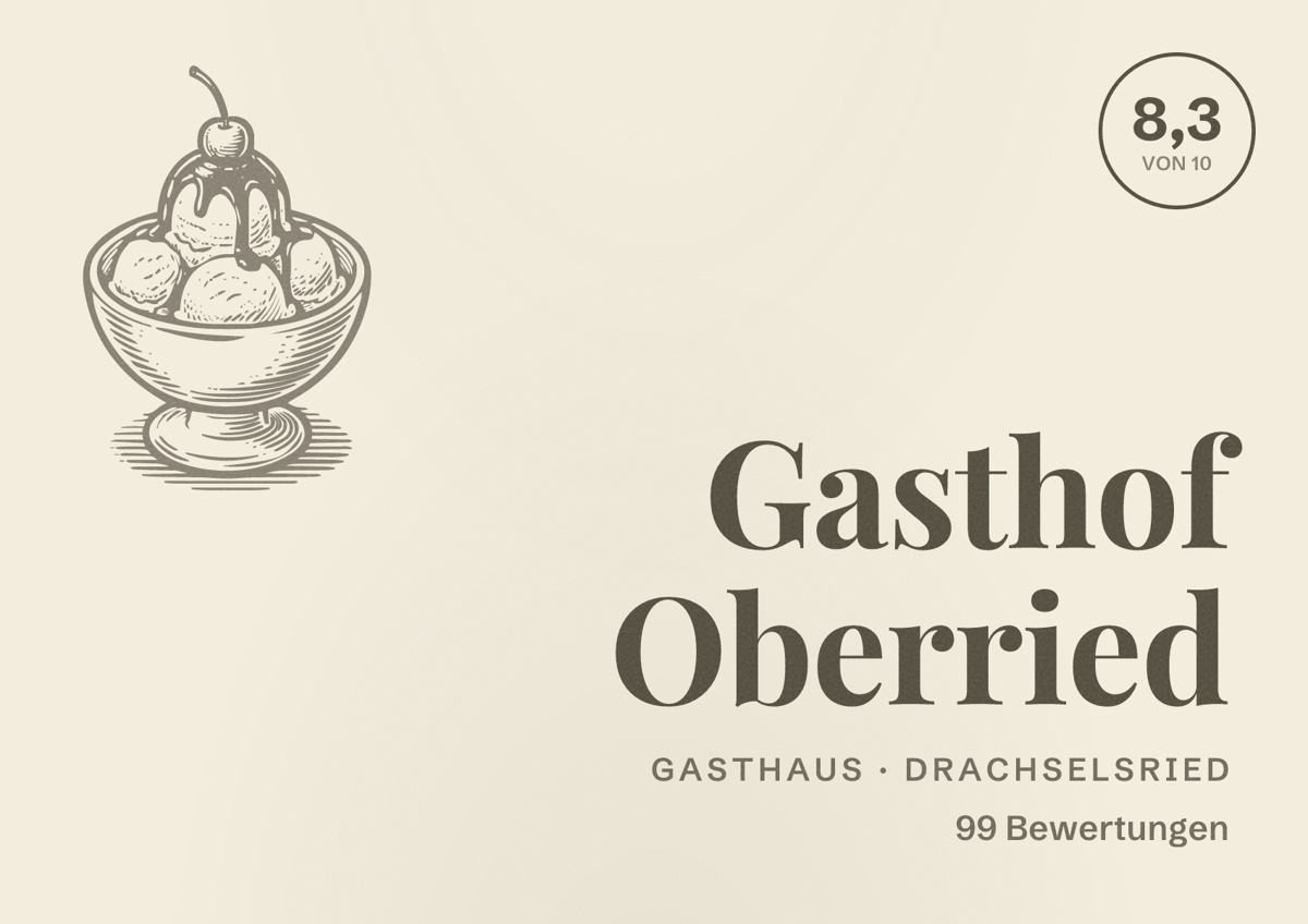 Illustriertes Poster von Gasthof Oberried, Gasthaus in Drachselsried: Bewertung 8,3 von 10 aus 99 Bewertungen