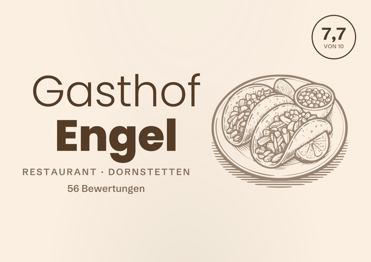 Illustriertes Poster von Gasthof Engel, Restaurant in Dornstetten: Bewertung 7,7 von 10 aus 56 Bewertungen