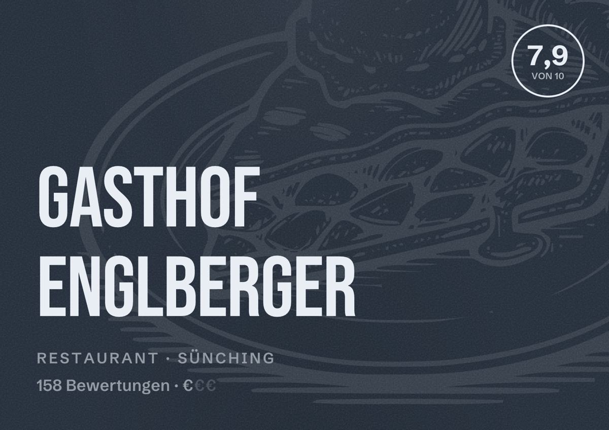 Illustriertes Poster von Gasthof Englberger, Restaurant in Sünching: Bewertung 7,9 von 10 aus 158 Bewertungen, Preisniveau €