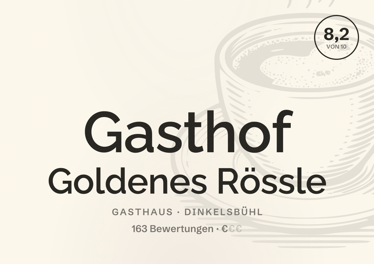 Illustriertes Poster von Gasthof Goldenes Rössle, Gasthaus in Dinkelsbühl: Bewertung 8,2 von 10 aus 163 Bewertungen, Preisniveau €