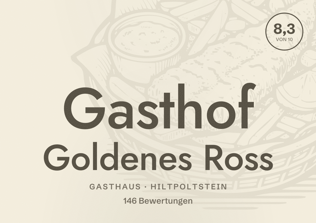 Illustriertes Poster von Gasthof Goldenes Ross, Gasthaus in Hiltpoltstein: Bewertung 8,3 von 10 aus 146 Bewertungen