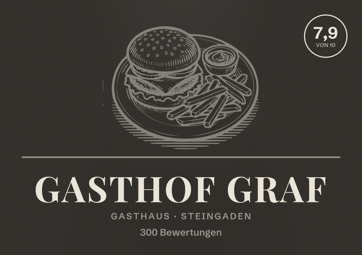 Illustriertes Poster von Gasthof Graf, Gasthaus in Steingaden: Bewertung 7,9 von 10 aus 300 Bewertungen