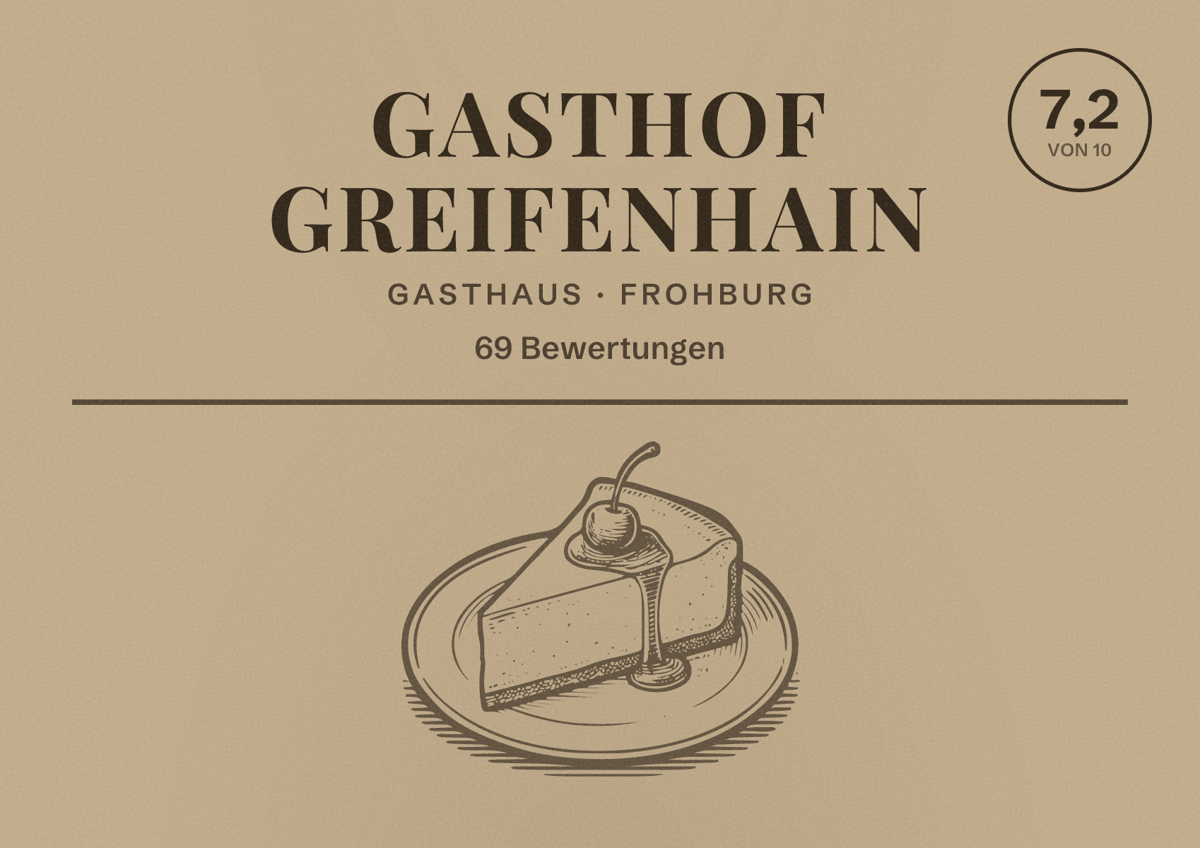 Illustriertes Poster von Gasthof Greifenhain, Gasthaus in Frohburg: Bewertung 7,2 von 10 aus 69 Bewertungen