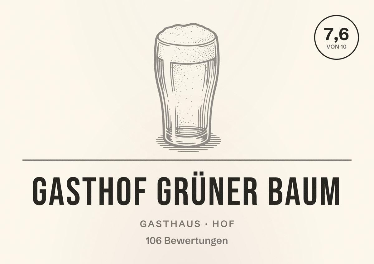 Illustriertes Poster von Gasthof Grüner Baum, Gasthaus in Hof: Bewertung 7,6 von 10 aus 106 Bewertungen