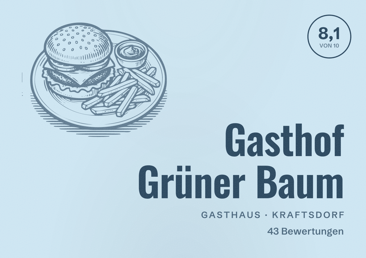 Illustriertes Poster von Gasthof Grüner Baum, Gasthaus in Kraftsdorf: Bewertung 8,1 von 10 aus 43 Bewertungen