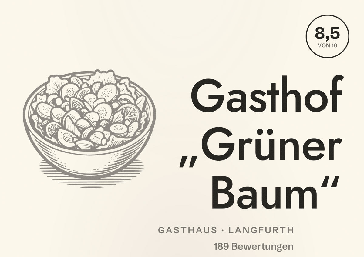 Illustriertes Poster von Gasthof „Grüner Baum“, Gasthaus in Langfurth: Bewertung 8,5 von 10 aus 189 Bewertungen