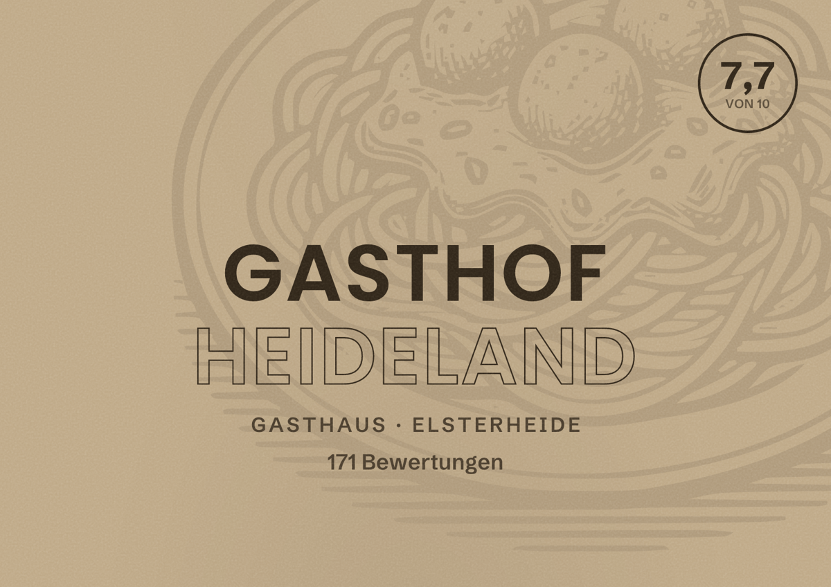 Illustriertes Poster von Gasthof Heideland, Gasthaus in Elsterheide: Bewertung 7,7 von 10 aus 171 Bewertungen