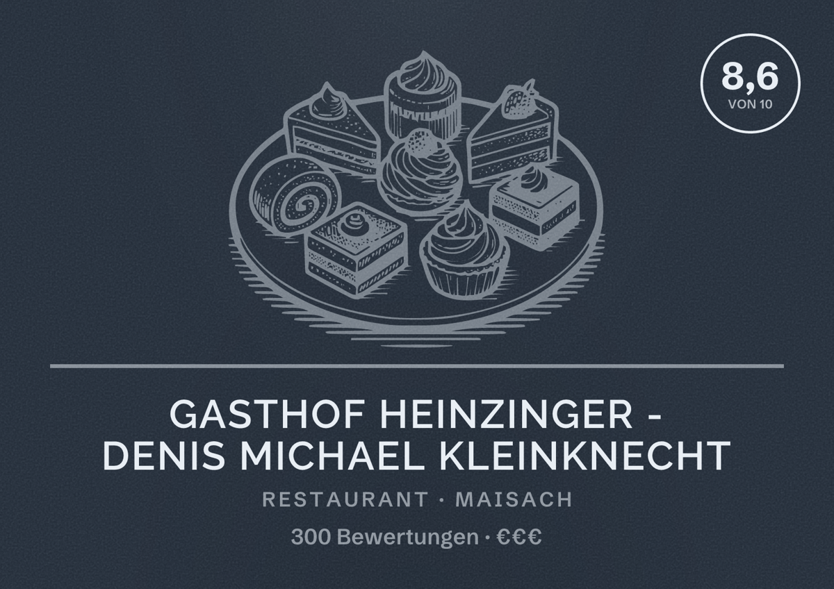 Illustriertes Poster von Gasthof Heinzinger - Denis Michael Kleinknecht, Restaurant in Maisach: Bewertung 8,6 von 10 aus 300 Bewertungen, Preisniveau €€€