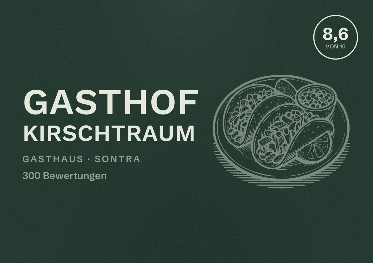 Illustriertes Poster von Gasthof Kirschtraum, Gasthaus in Sontra: Bewertung 8,6 von 10 aus 300 Bewertungen