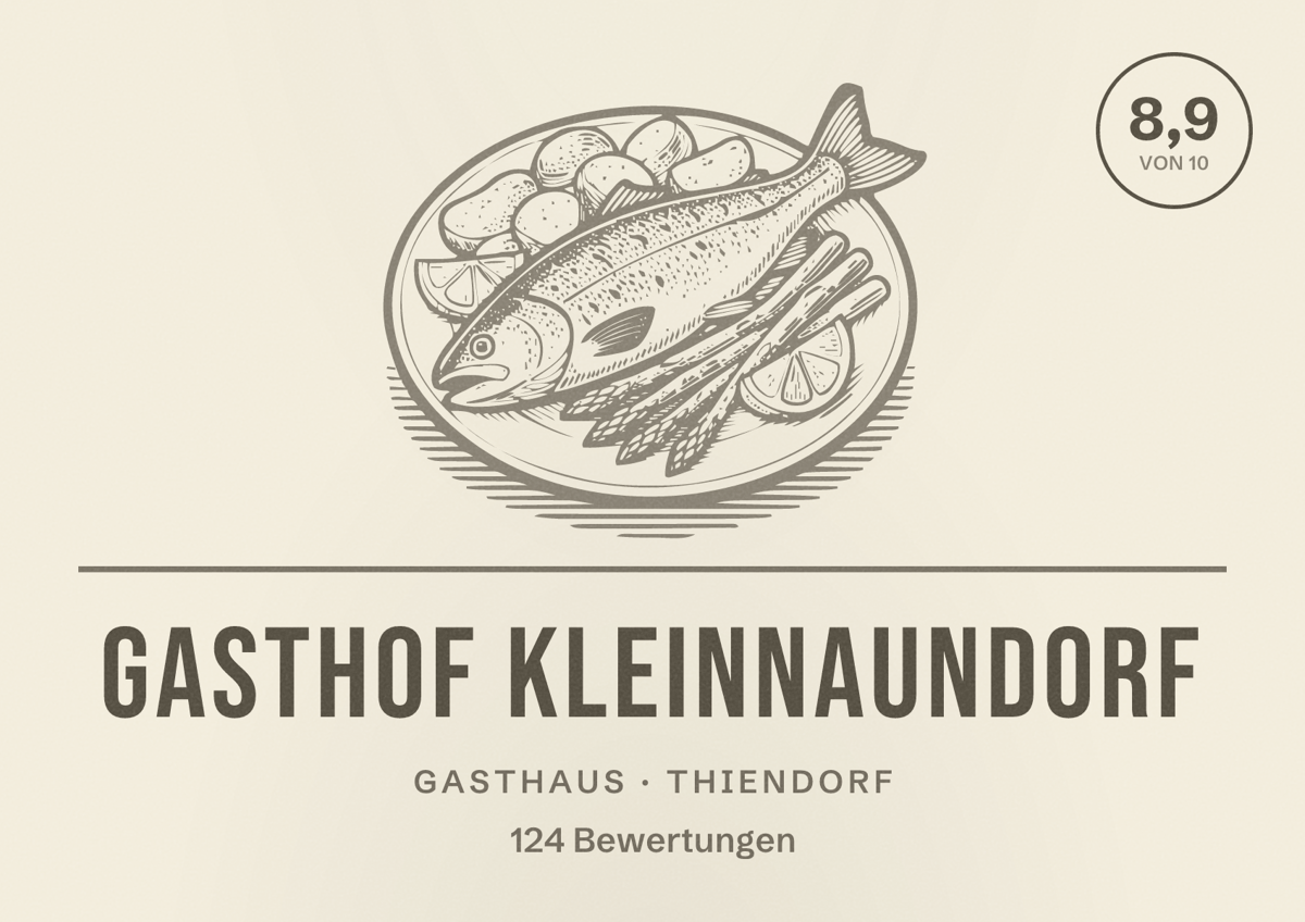 Illustriertes Poster von Gasthof Kleinnaundorf, Gasthaus in Thiendorf: Bewertung 8,9 von 10 aus 124 Bewertungen