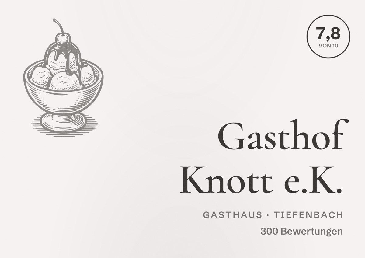 Illustriertes Poster von Gasthof Knott e.K., Gasthaus in Tiefenbach: Bewertung 7,8 von 10 aus 300 Bewertungen