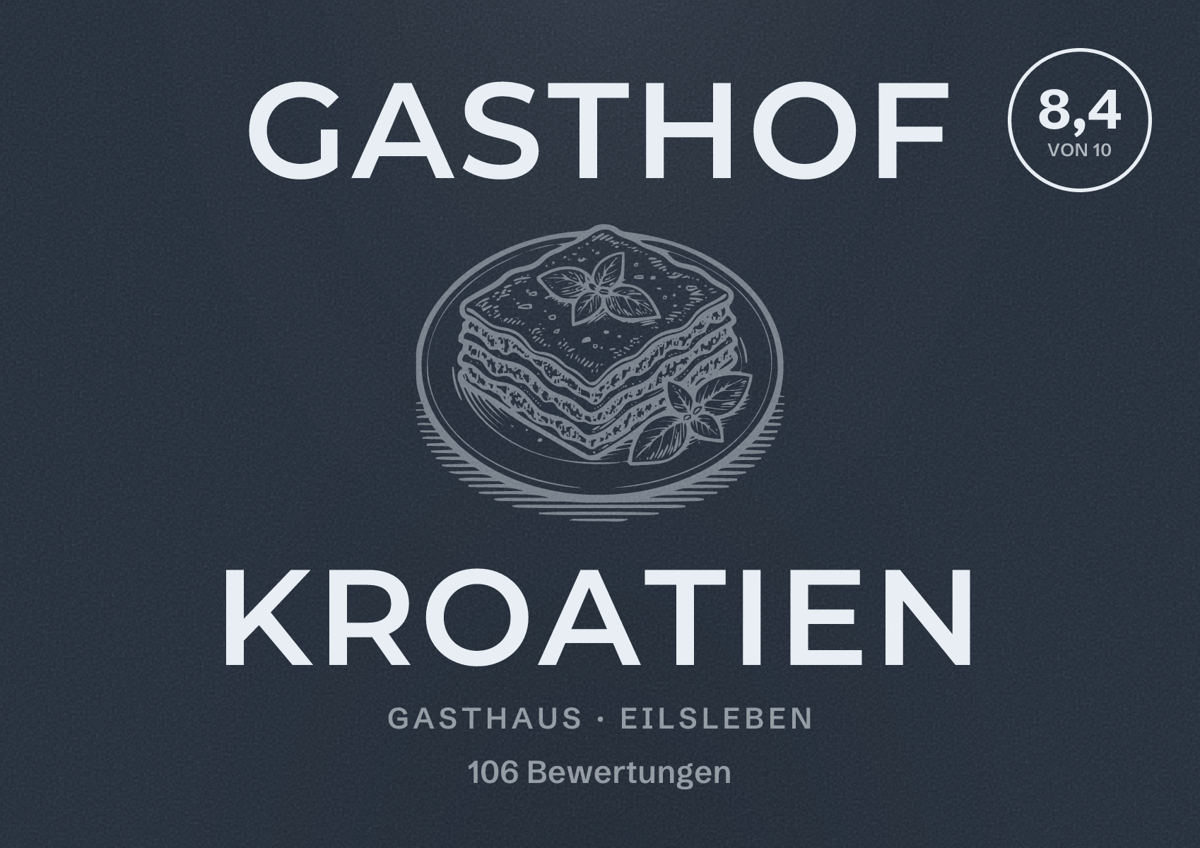 Illustriertes Poster von Gasthof Kroatien, Gasthaus in Eilsleben: Bewertung 8,4 von 10 aus 106 Bewertungen