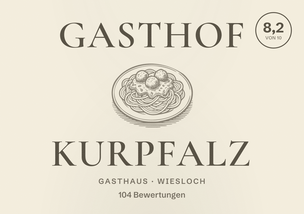 Illustriertes Poster von Gasthof Kurpfalz, Gasthaus in Wiesloch: Bewertung 8,2 von 10 aus 104 Bewertungen