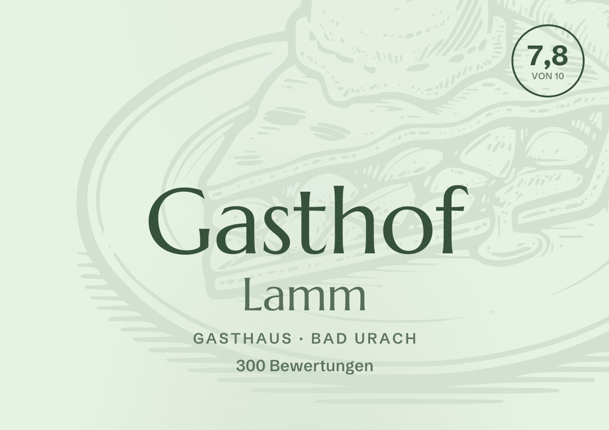 Illustriertes Poster von Gasthof Lamm, Gasthaus in Bad Urach: Bewertung 7,8 von 10 aus 300 Bewertungen