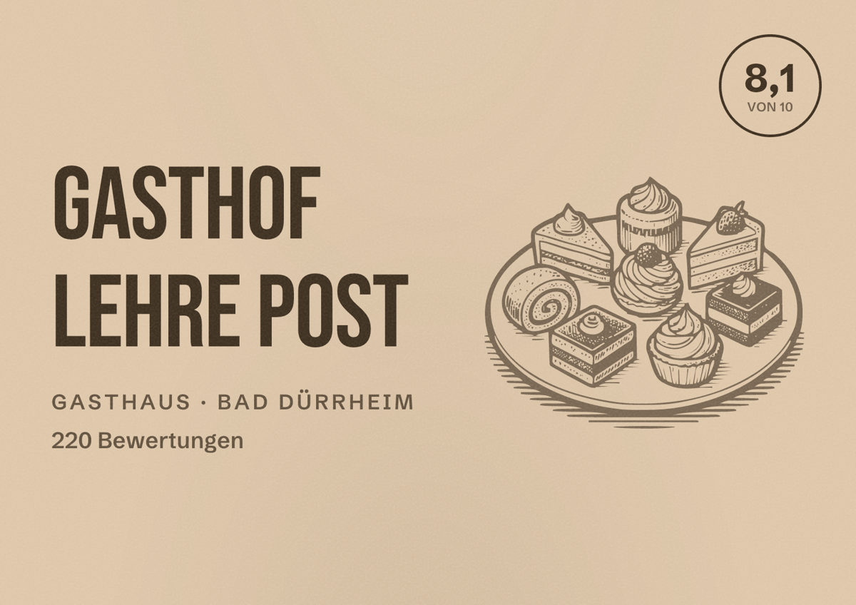 Illustriertes Poster von Gasthof Lehre Post, Gasthaus in Bad Dürrheim: Bewertung 8,1 von 10 aus 220 Bewertungen