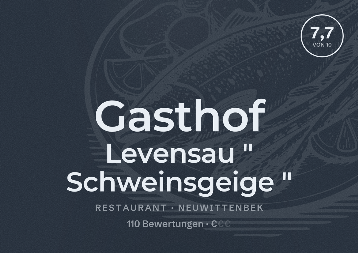 Illustriertes Poster von Gasthof Levensau " Schweinsgeige ", Restaurant in Neuwittenbek: Bewertung 7,7 von 10 aus 110 Bewertungen, Preisniveau €