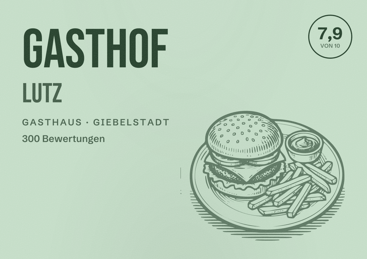 Illustriertes Poster von Gasthof Lutz, Gasthaus in Giebelstadt: Bewertung 7,9 von 10 aus 300 Bewertungen
