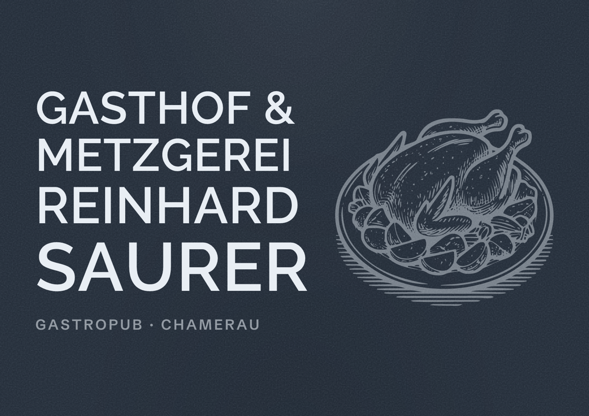 Illustriertes Poster von Gasthof & Metzgerei Reinhard Saurer, Gastropub in Chamerau