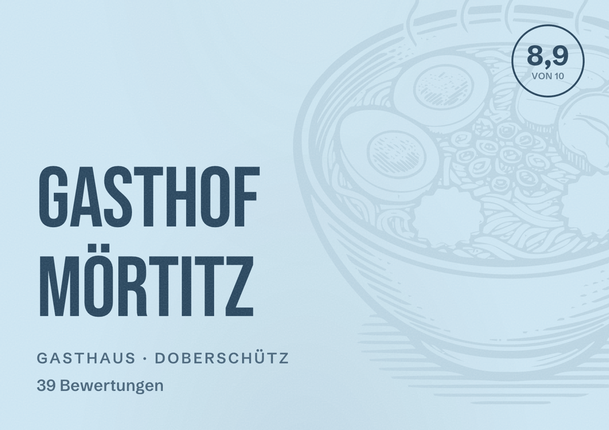 Illustriertes Poster von Gasthof Mörtitz, Gasthaus in Doberschütz: Bewertung 8,9 von 10 aus 39 Bewertungen
