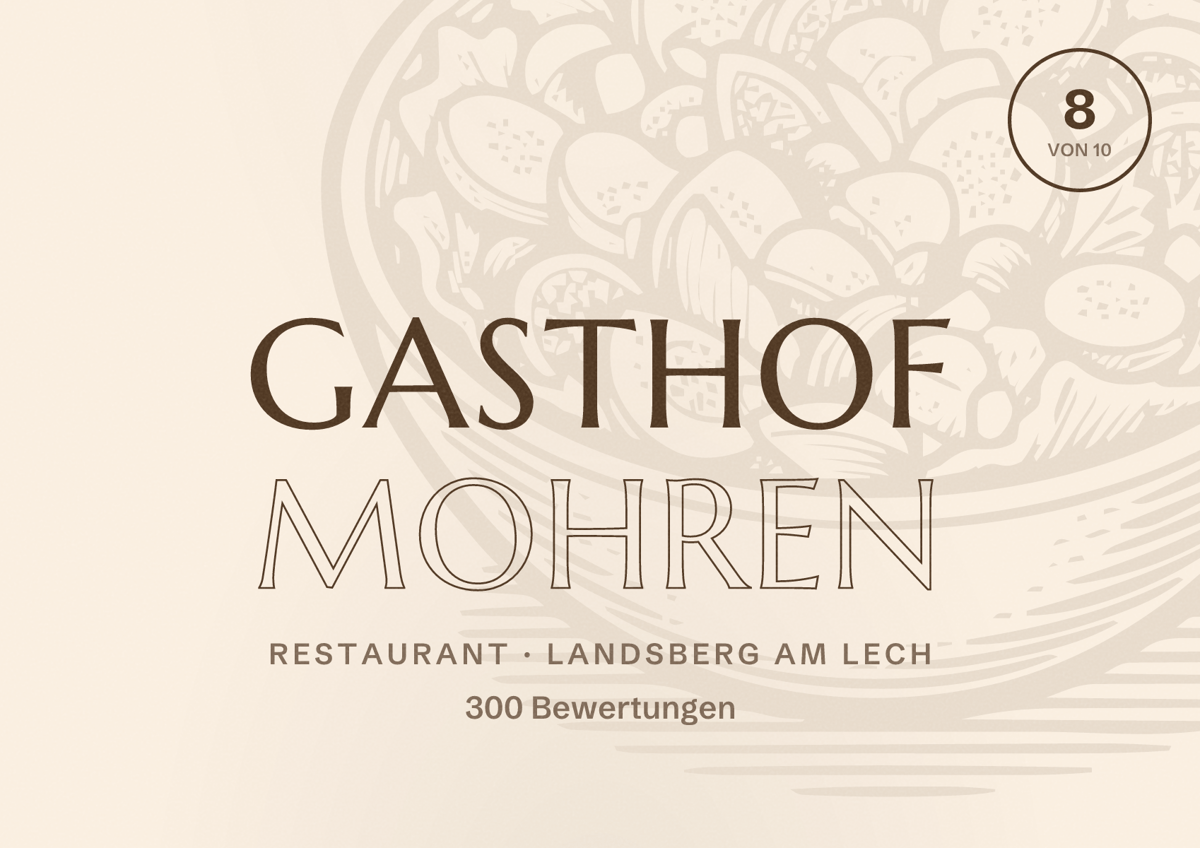 Illustriertes Poster von Gasthof Mohren, Restaurant in Landsberg am Lech: Bewertung 8 von 10 aus 300 Bewertungen