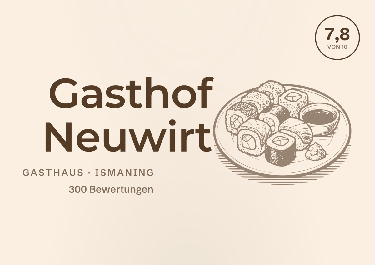 Illustriertes Poster von Gasthof Neuwirt, Gasthaus in Ismaning: Bewertung 7,8 von 10 aus 300 Bewertungen