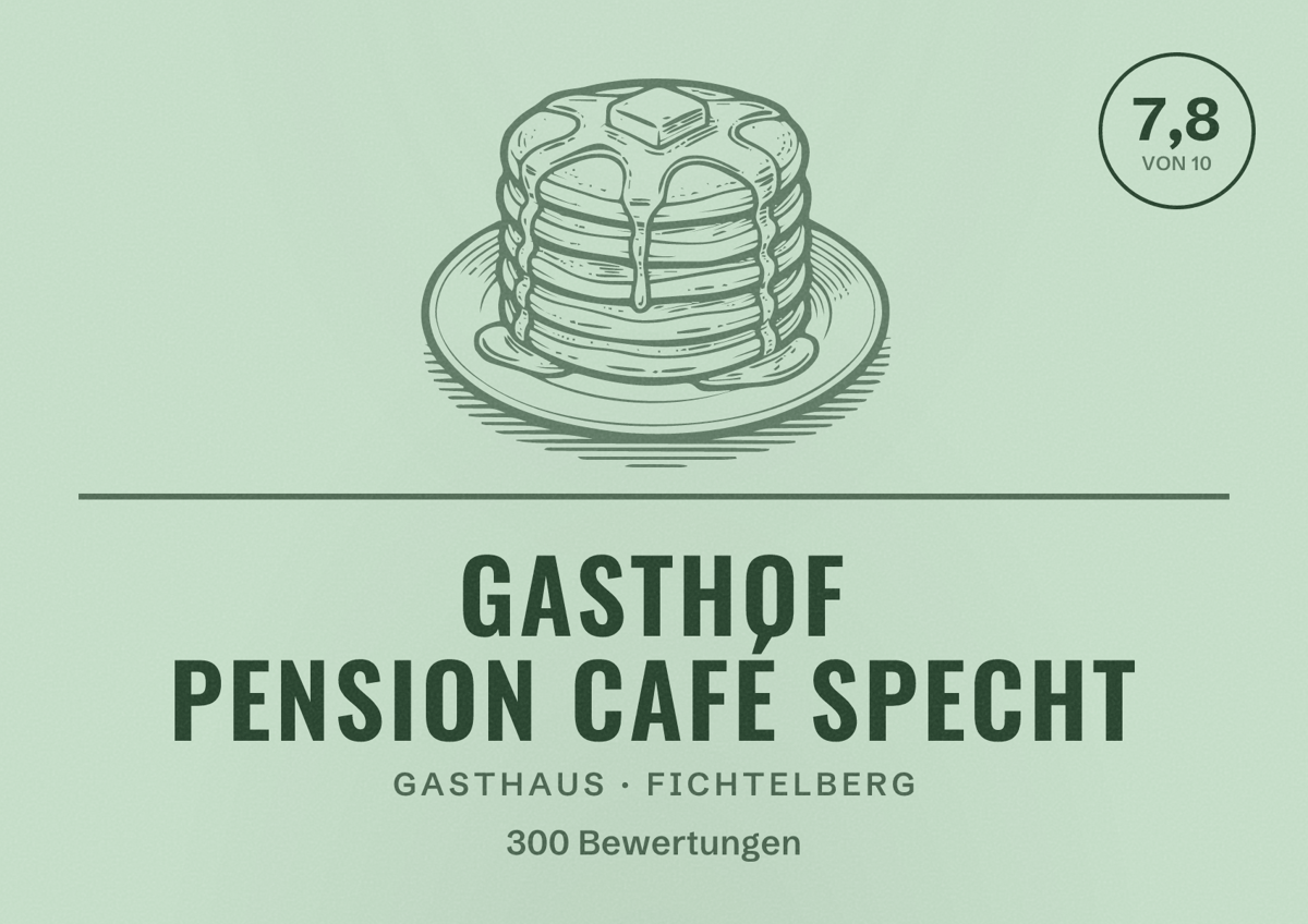 Illustriertes Poster von Gasthof Pension Café Specht, Gasthaus in Fichtelberg: Bewertung 7,8 von 10 aus 300 Bewertungen