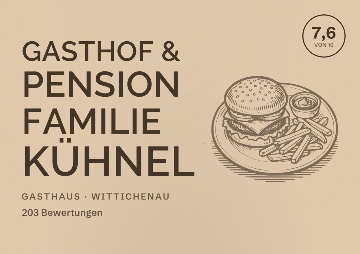 Illustriertes Poster von Gasthof & Pension Familie Kühnel, Gasthaus in Wittichenau: Bewertung 7,6 von 10 aus 203 Bewertungen