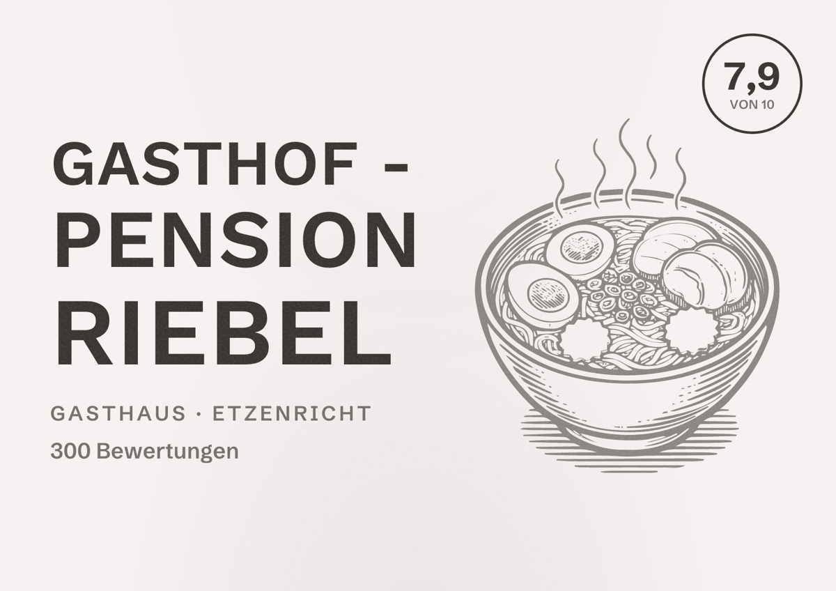 Illustriertes Poster von Gasthof - Pension Riebel, Gasthaus in Etzenricht: Bewertung 7,9 von 10 aus 300 Bewertungen