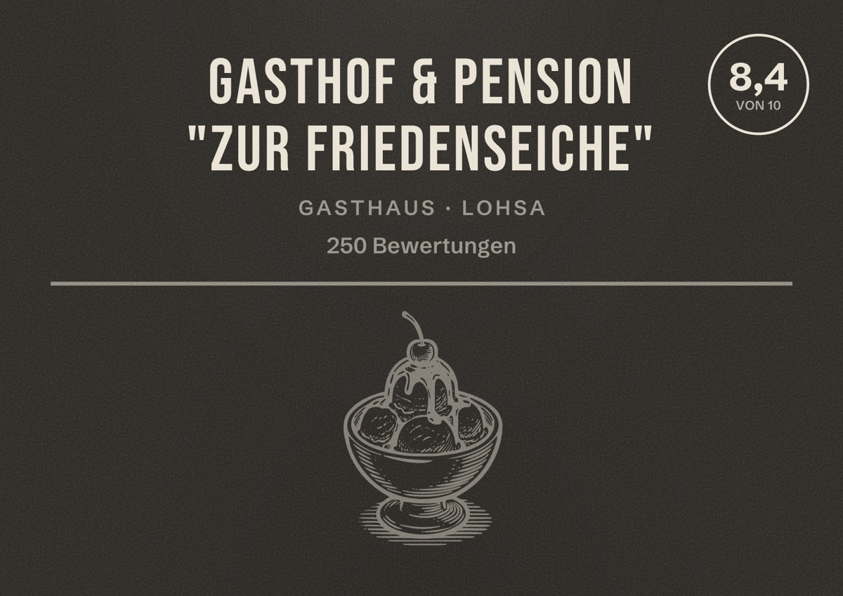 Illustriertes Poster von Gasthof & Pension "Zur Friedenseiche", Gasthaus in Lohsa: Bewertung 8,4 von 10 aus 250 Bewertungen