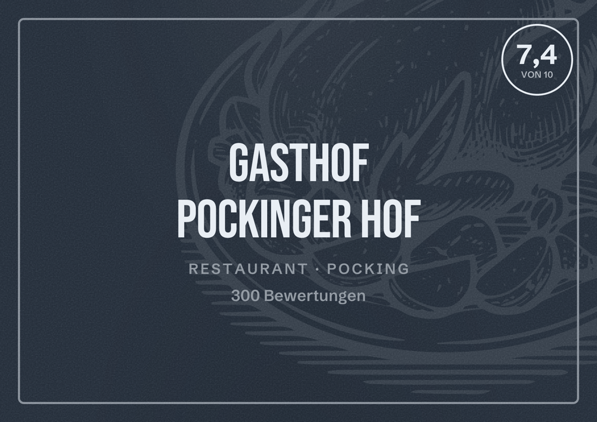 Illustriertes Poster von GASTHOF Pockinger Hof, Restaurant in Pocking: Bewertung 7,4 von 10 aus 300 Bewertungen