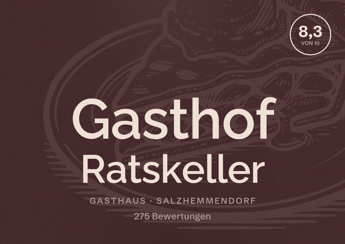 Illustriertes Poster von Gasthof Ratskeller, Gasthaus in Salzhemmendorf: Bewertung 8,3 von 10 aus 275 Bewertungen