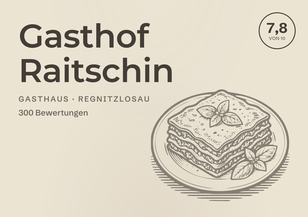 Illustriertes Poster von Gasthof Raitschin, Gasthaus in Regnitzlosau: Bewertung 7,8 von 10 aus 300 Bewertungen